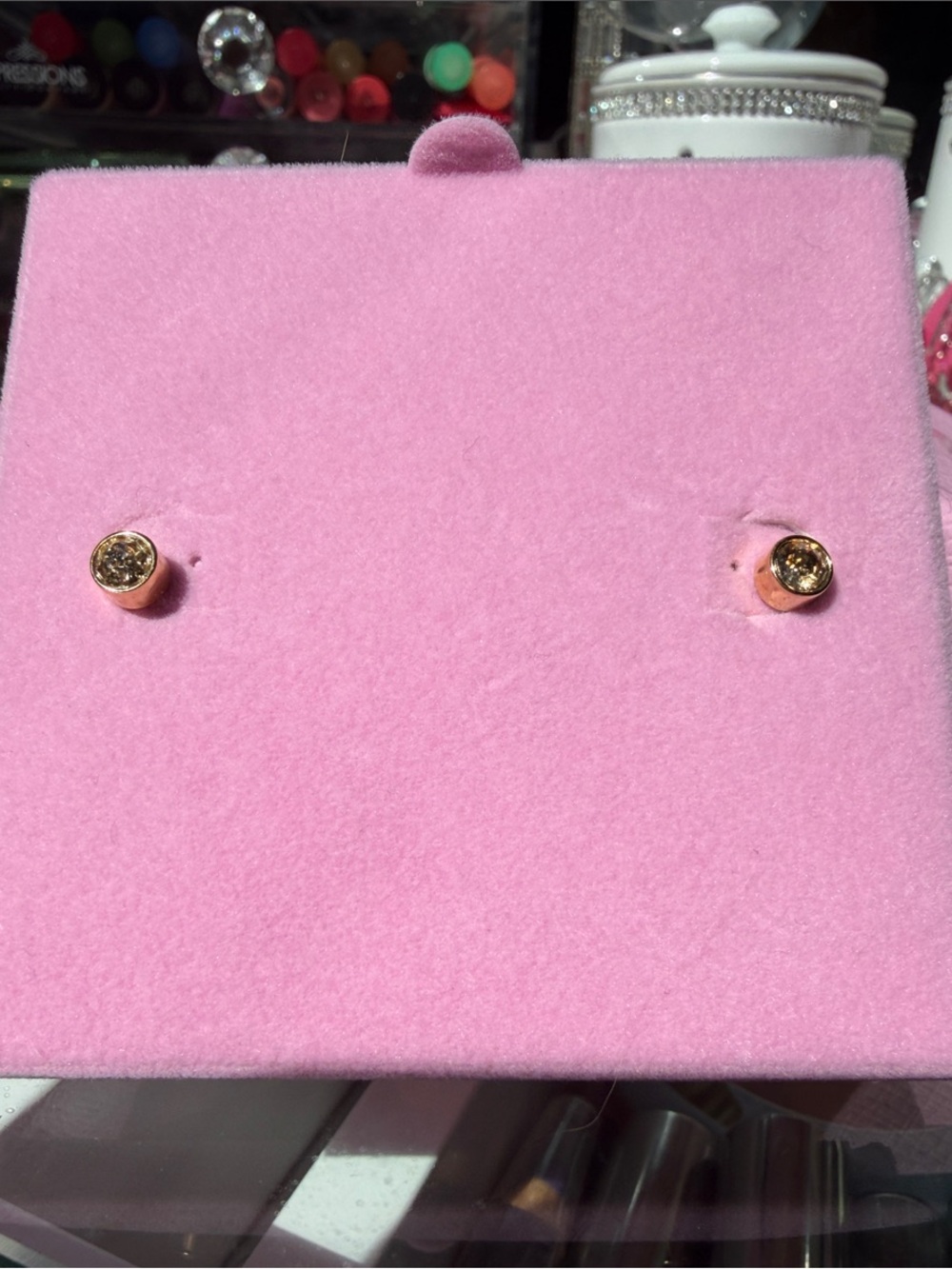 Swarovski Classic Round Gold-Tone Stud Earrings with Champagne Crystal